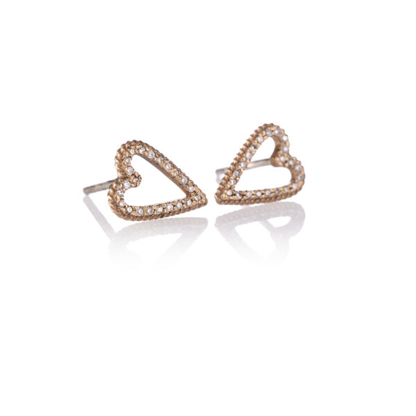 Orecchini Open Heart Oro Pavé