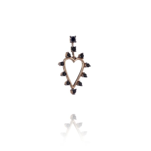 Orecchino Cuore Open Black