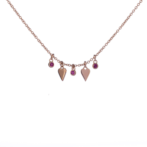 Double Hearts Rubies Necklace