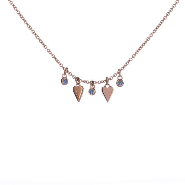 Double Hearts Sapphires Necklace