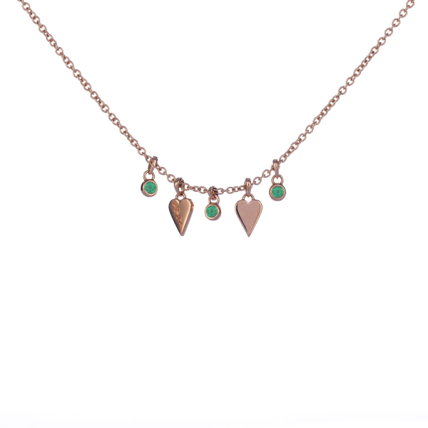 Double Hearts Emeralds Necklace