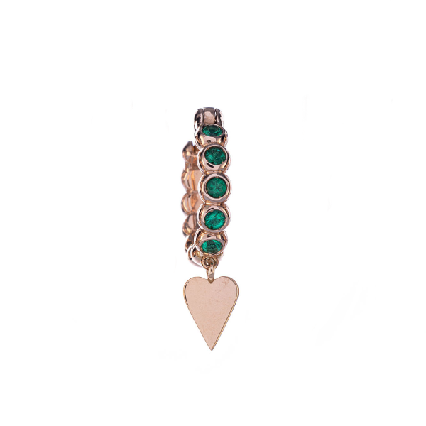 Heart Charm Hoop Emeralds Earring