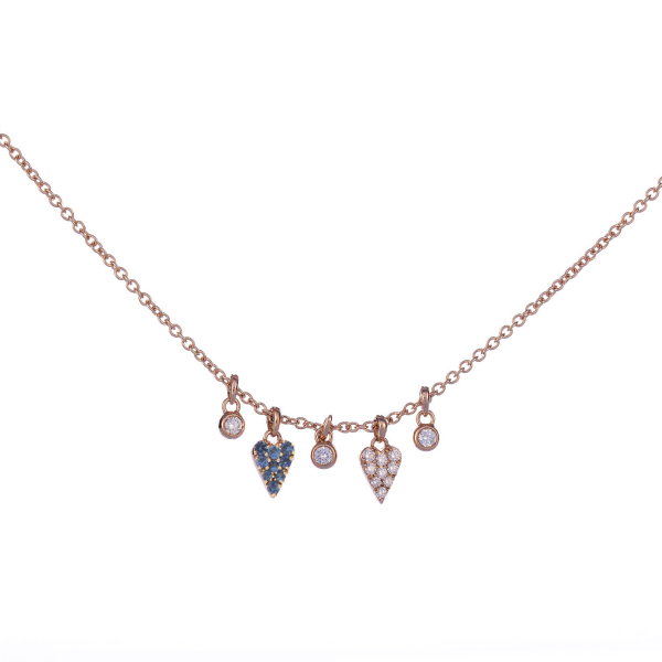 Double Hearts Sapphires Pavè Necklace