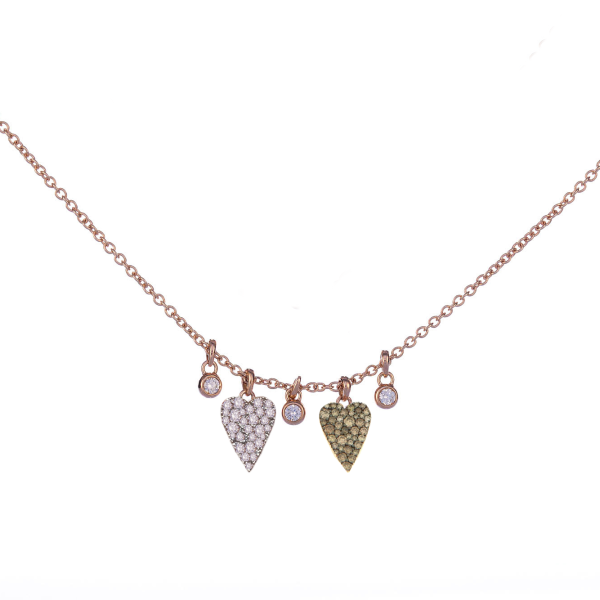 Double Pavè Big Hearts Necklace
