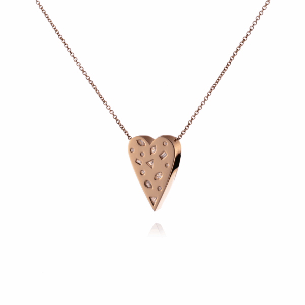 Fifth Size Fantasy Heart Gold Necklace